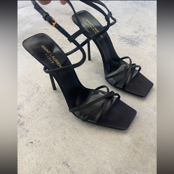 Saint Laurent - Nuit 105 crêpe satin sandals  size 39.5 - Picture 1 of 6